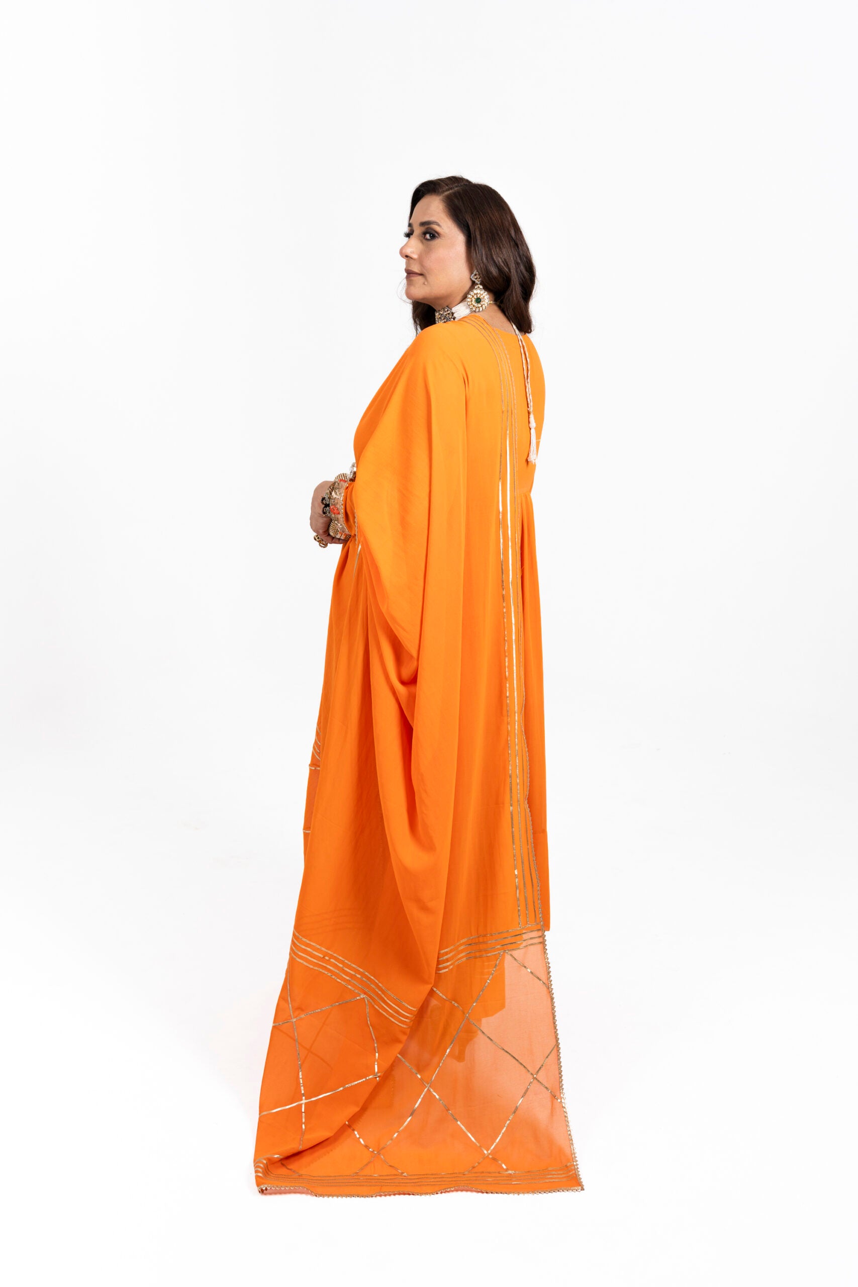 Stylish Orange Anarkali Suit